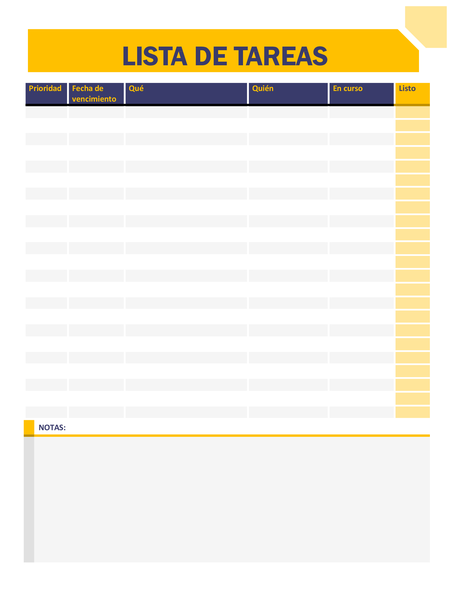 Lista de tareas pendientes Lista de tareas pendientes