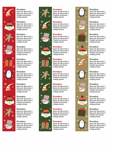 Etiquetas de dirección (diseño Espíritu navideño, 30 por página, para Avery 5160)
