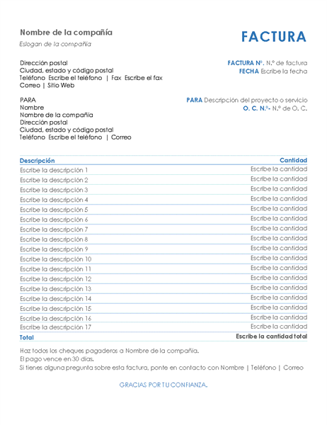 Factura de servicio Factura de servicio