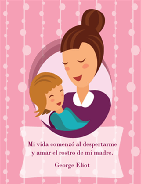 Tarjeta del Día de la Madre (con una madre y su bebé; se dobla en cuatro partes) Tarjeta del Día de la Madre (con una madre y su bebé; se dobla en cuatro partes)