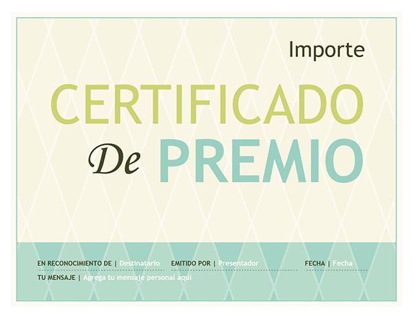 Certificado de entrega de premios (diseño de arlequín)