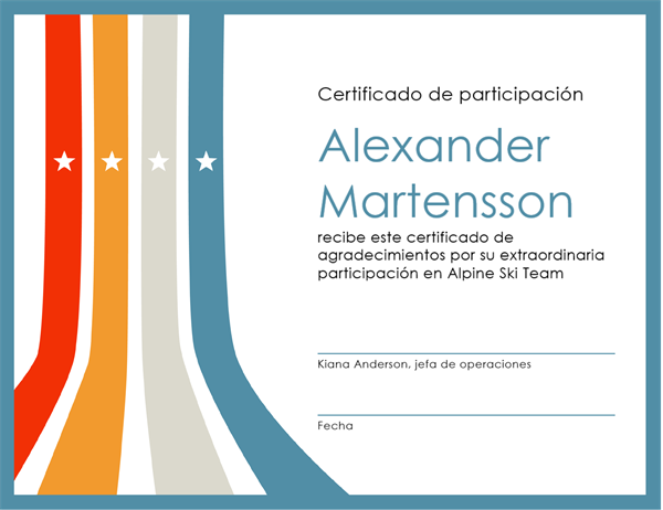 Certificado de participación Certificado de participación