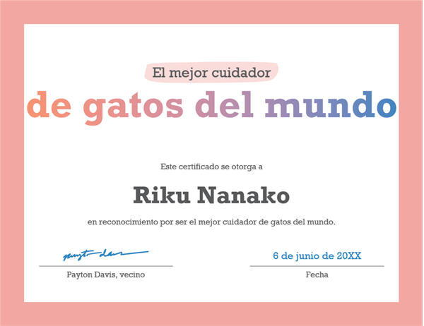 Certificado de reconocimiento al mejor del mundo Certificado de reconocimiento al mejor del mundo