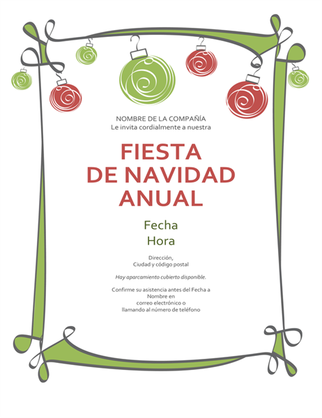 Invitación de feriado con adornos y un margen en forma de espiral (diseño informal) Invitación de feriado con adornos y un margen en forma de espiral (diseño informal)