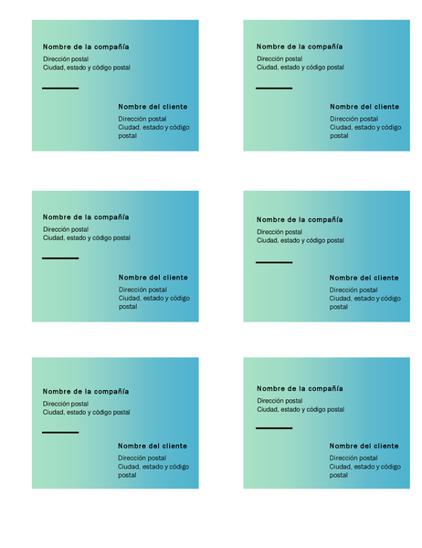 Etiquetas de envío (diseño con degradado verde, 6 por página, compatibles con Avery 5164) Etiquetas de envío (diseño con degradado verde, 6 por página, compatibles con Avery 5164)
