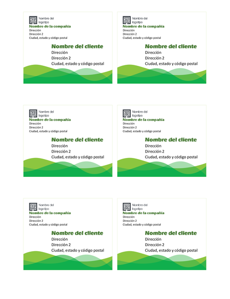 Etiquetas de envío (diseño de ondas verdes, 6 por página) Etiquetas de envío (diseño de ondas verdes, 6 por página)