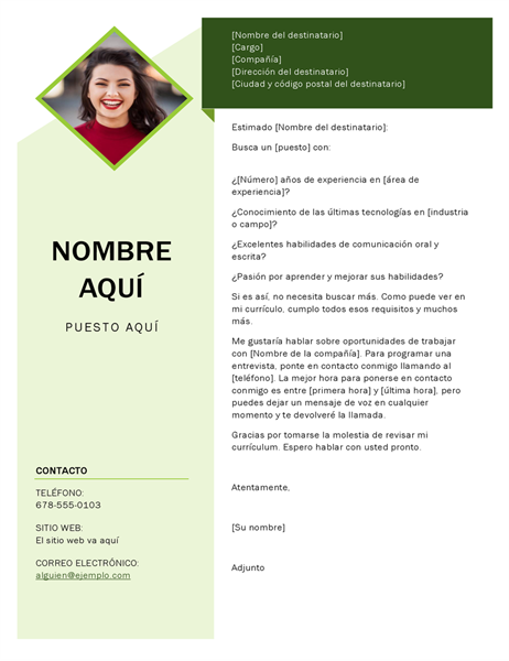 Carta de presentación de cubo verde Carta de presentación de cubo verde