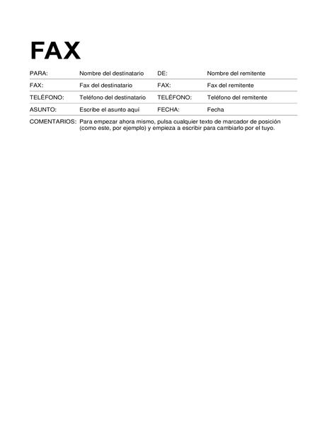 Portada de fax (formato estándar)