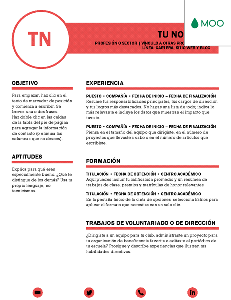 Currículum vítae impecable diseñado por MOO Currículum vítae impecable diseñado por MOO