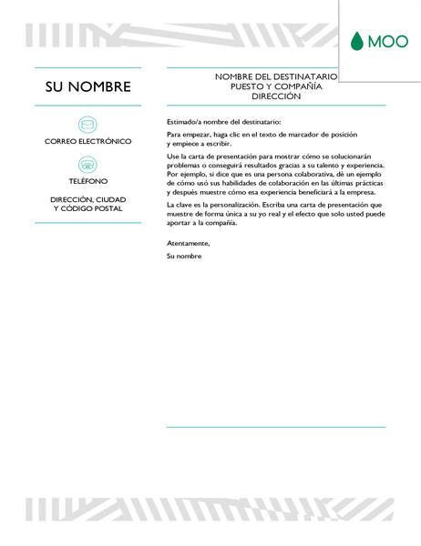 Carta de presentación creativa diseñada por MOO Carta de presentación creativa diseñada por MOO