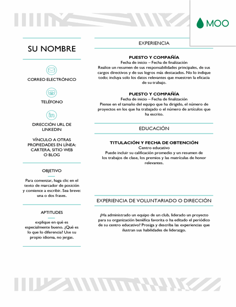 Currículum vítae creativo diseñado por MOO Currículum vítae creativo diseñado por MOO