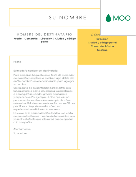 Carta de presentación nítida y limpia diseñada por MOO Carta de presentación nítida y limpia diseñada por MOO