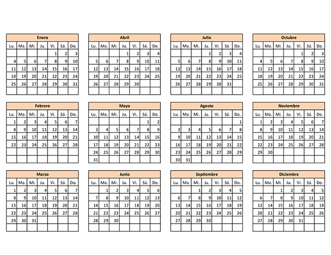 Creador de Calendario (cualquier año)