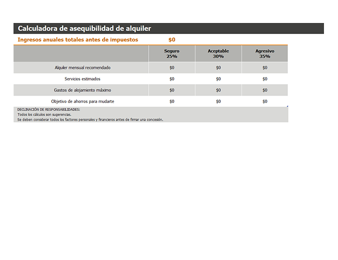 Calculadora de asequibilidad de alquiler Calculadora de asequibilidad de alquiler