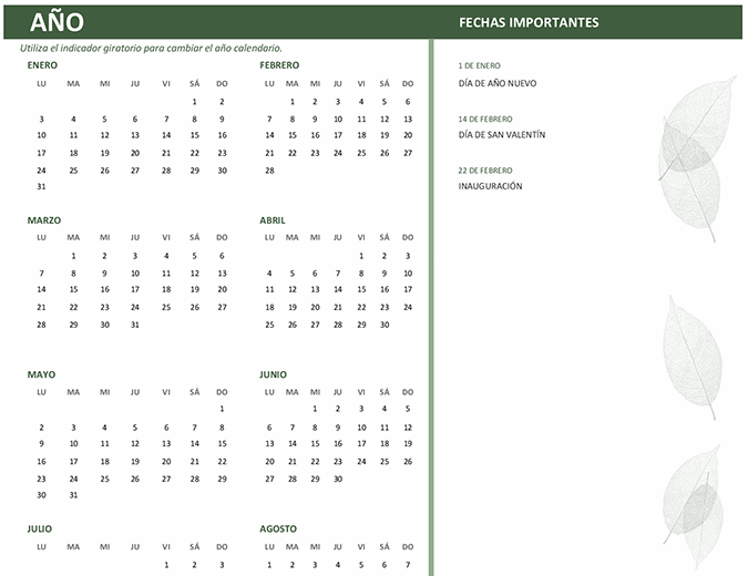 Calendario profesional (cualquier año, de lunes a domingo) Calendario profesional (cualquier año, de lunes a domingo)