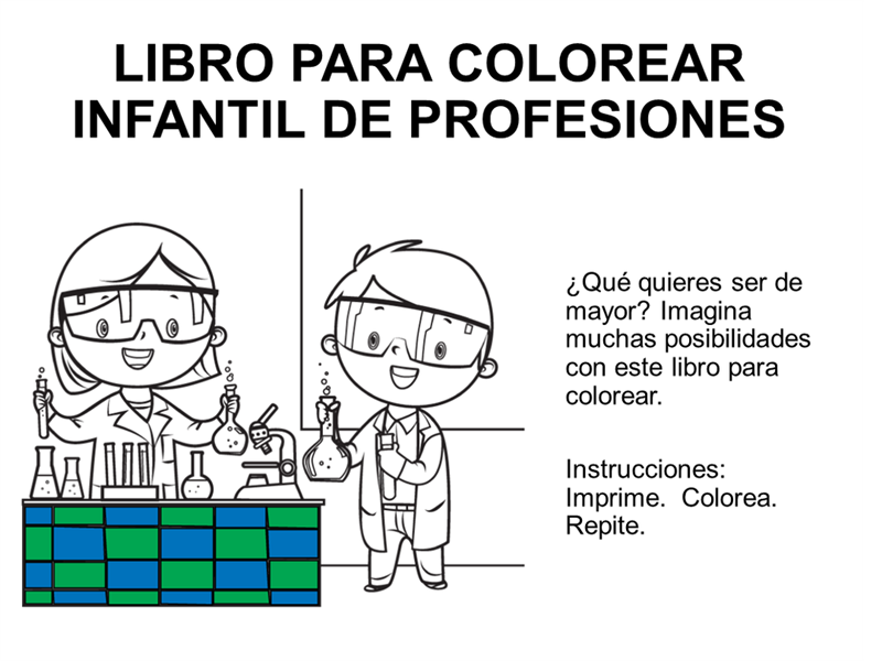 Libro infantil para colorear de las profesiones