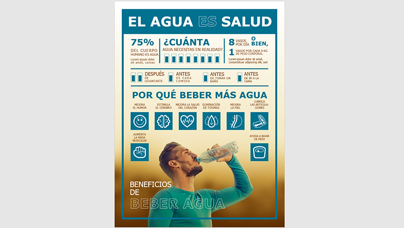 Póster infográfico sobre beber agua