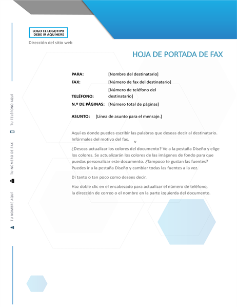 Portada de fax hexagonal