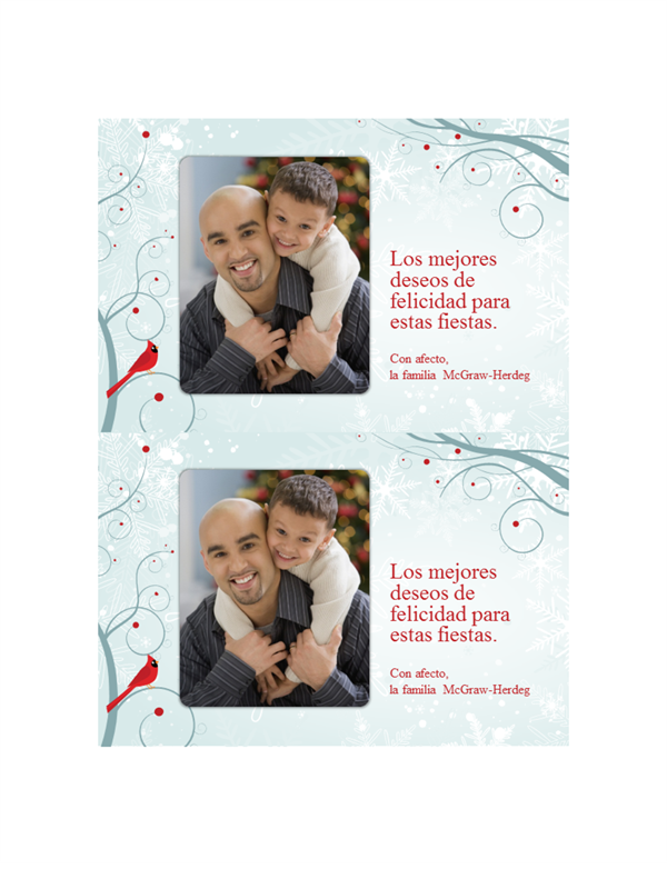 Tarjetas fotográficas navideñas de copo de nieve (dos por página) Tarjetas fotográficas navideñas de copo de nieve (dos por página)
