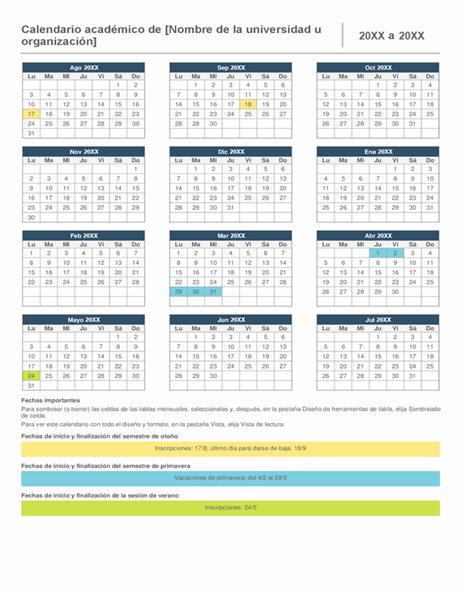 Calendario académico anual