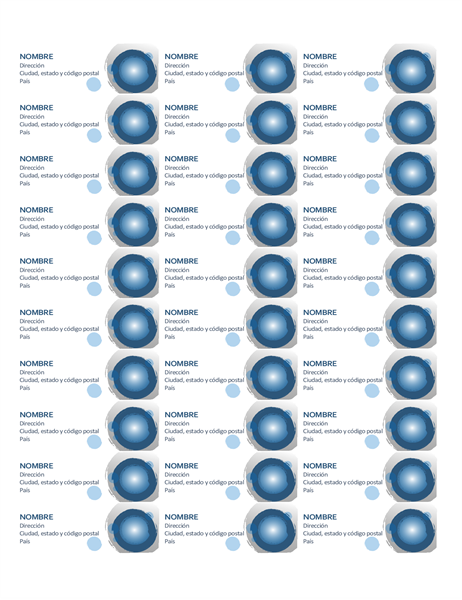 Etiquetas de esferas azules (30 por página)