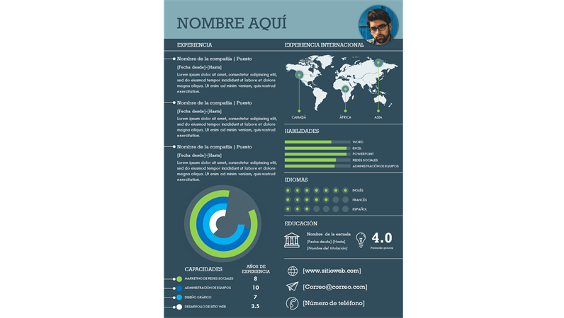 Currículum vítae internacional con infografía Currículum vítae internacional con infografía