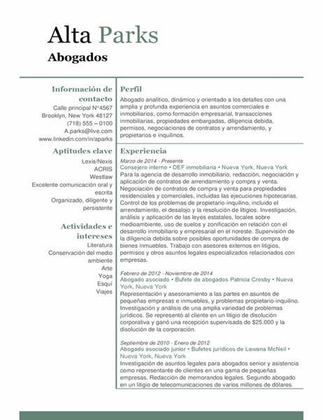 Currículum vítae de abogado Currículum vítae de abogado