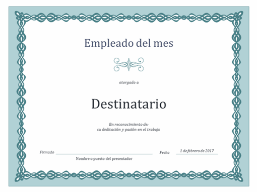 Certificado de empleado del mes (diseño de cadena azul) Certificado de empleado del mes (diseño de cadena azul)