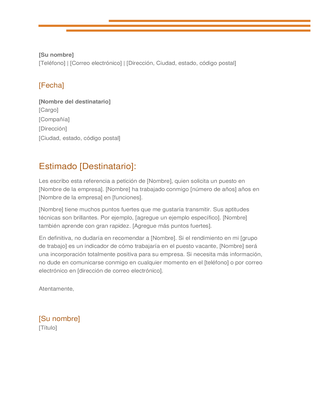 Carta de recomendación Carta de recomendación