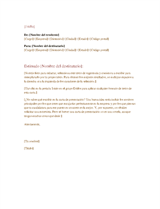 Carta de negocios formal