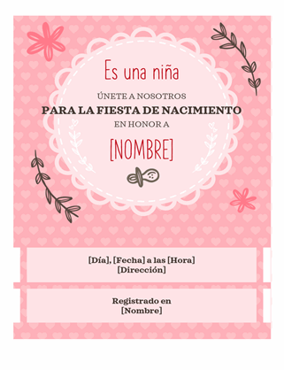 Invitación para la fiesta de nacimiento de una niña Invitación para la fiesta de nacimiento de una niña