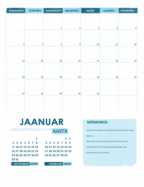 Akadeemiline kalender (üks kuu, mis tahes aasta, algab esmaspäevaga) Akadeemiline kalender (üks kuu, mis tahes aasta, algab esmaspäevaga)