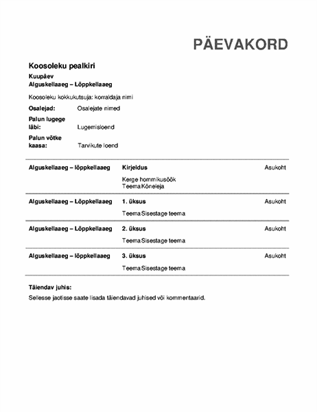 Päevakava Päevakava
