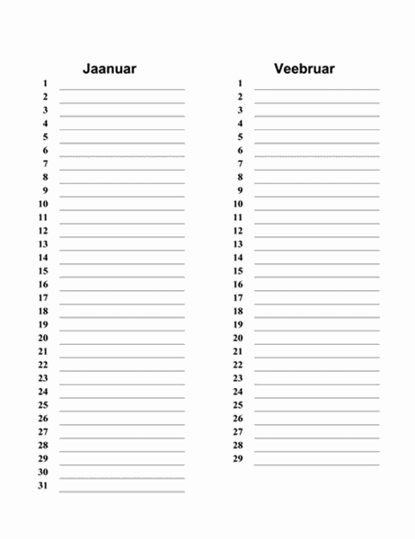 Sünnipäevade ja aastapäevade kalender (6 lk)