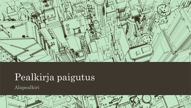 Esitlus, mille taustal on ärihoonetega linna kujutav visand (laiekraan) Esitlus, mille taustal on ärihoonetega linna kujutav visand (laiekraan)