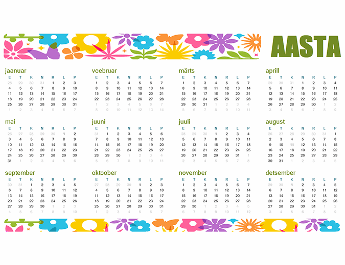Lõbus kalender mis tahes aasta jaoks