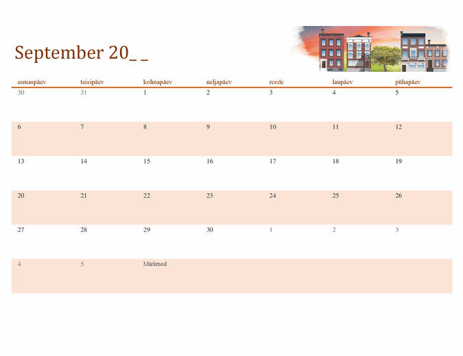 Aastaaegu kujutav kalender, mis sobib igale aastale