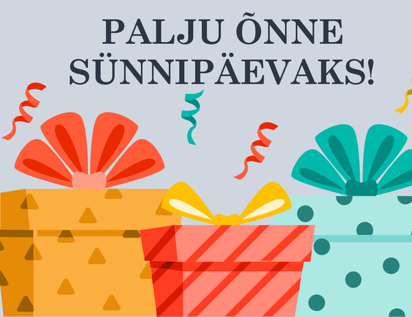 Rõõmus kingipakkidega sünnipäevakaart Rõõmus kingipakkidega sünnipäevakaart