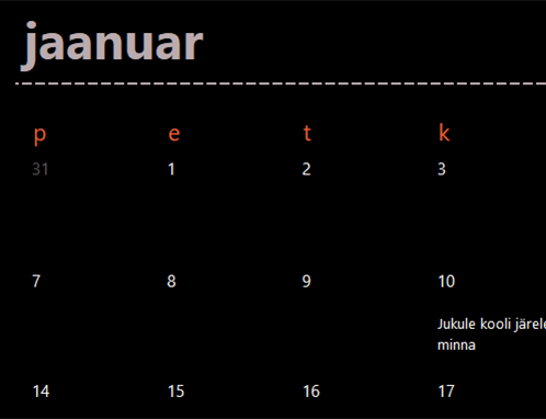Igihalja kalendri sakid (must)
