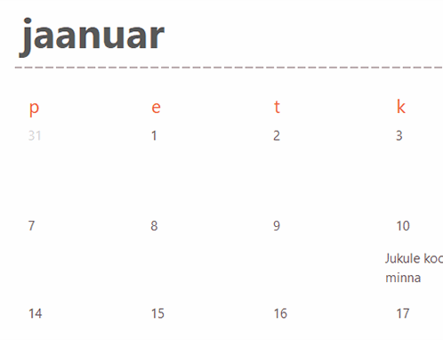Igihalja kalendri sakid (valge)