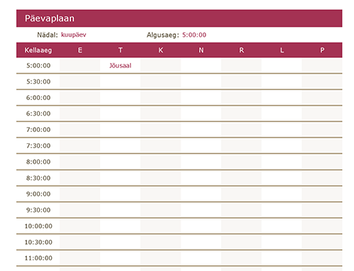 Päevaplaan Päevaplaan