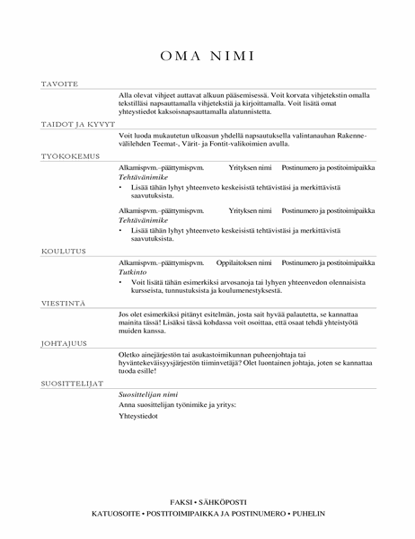 Myyntipäällikön ansioluettelo (tyylikäs) Myyntipäällikön ansioluettelo (tyylikäs)