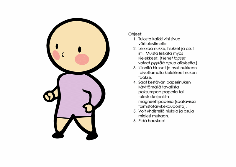 Paperinukkeja (tyttö, malli 3) Paperinukkeja (tyttö, malli 3)