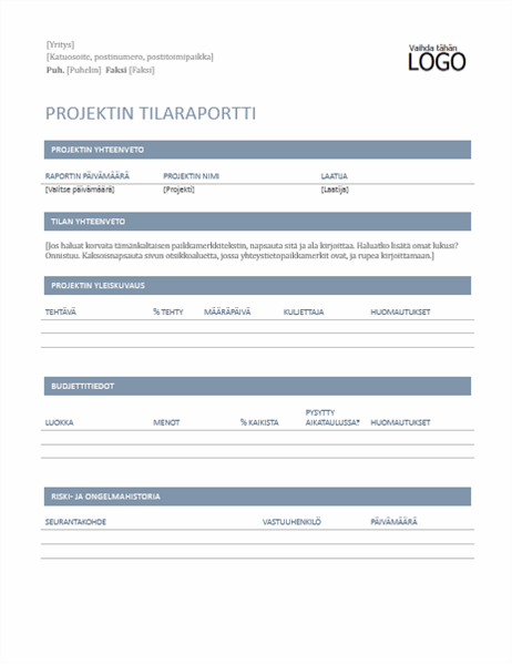 Projektin edistymisraportti Projektin edistymisraportti