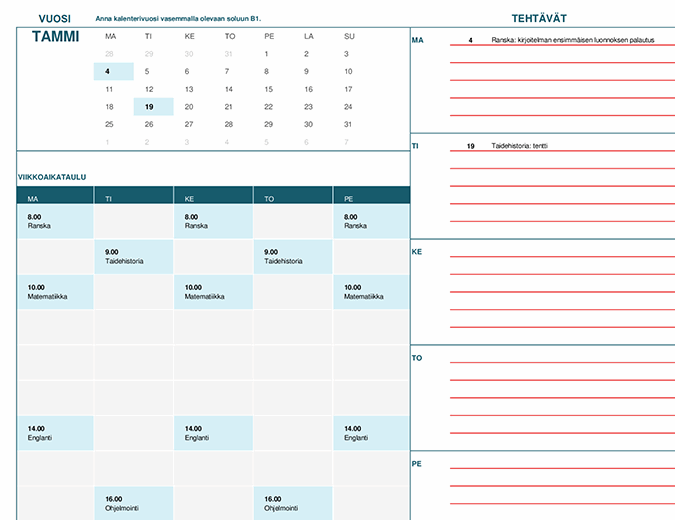 Opiskelijakalenteri (ma)
