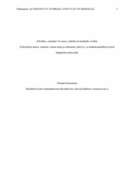 APA-tyylinen kirjoitelma (6. versio) APA-tyylinen kirjoitelma (6. versio)