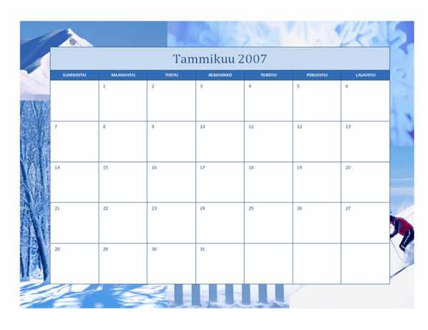 Vuoden 2007 kalenteri (12 sivua, vuodenajat)