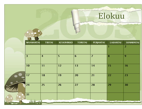 2009-2010 akateeminen kalenteri (elokuu–elokuu, ma–su)