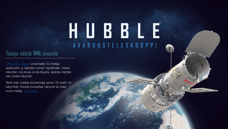3D PowerPoint -esitys (Hubble-teleskooppi-malli)