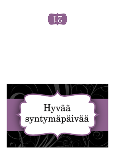 Syntymäpäiväkortti (violetti nauha, taitettava) Syntymäpäiväkortti (violetti nauha, taitettava)